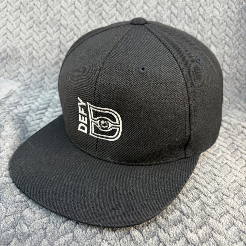 Defy Snapback Hat Black Yupoong Classics Flat Brim Green Undervisor Cap Mens